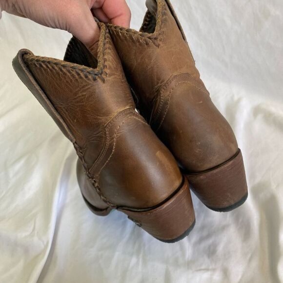 Lane PLAIN JANE PJ Brown Cowboy Boots Booties Size 6 Short Leather Western Ankle - Picture 6 of 11